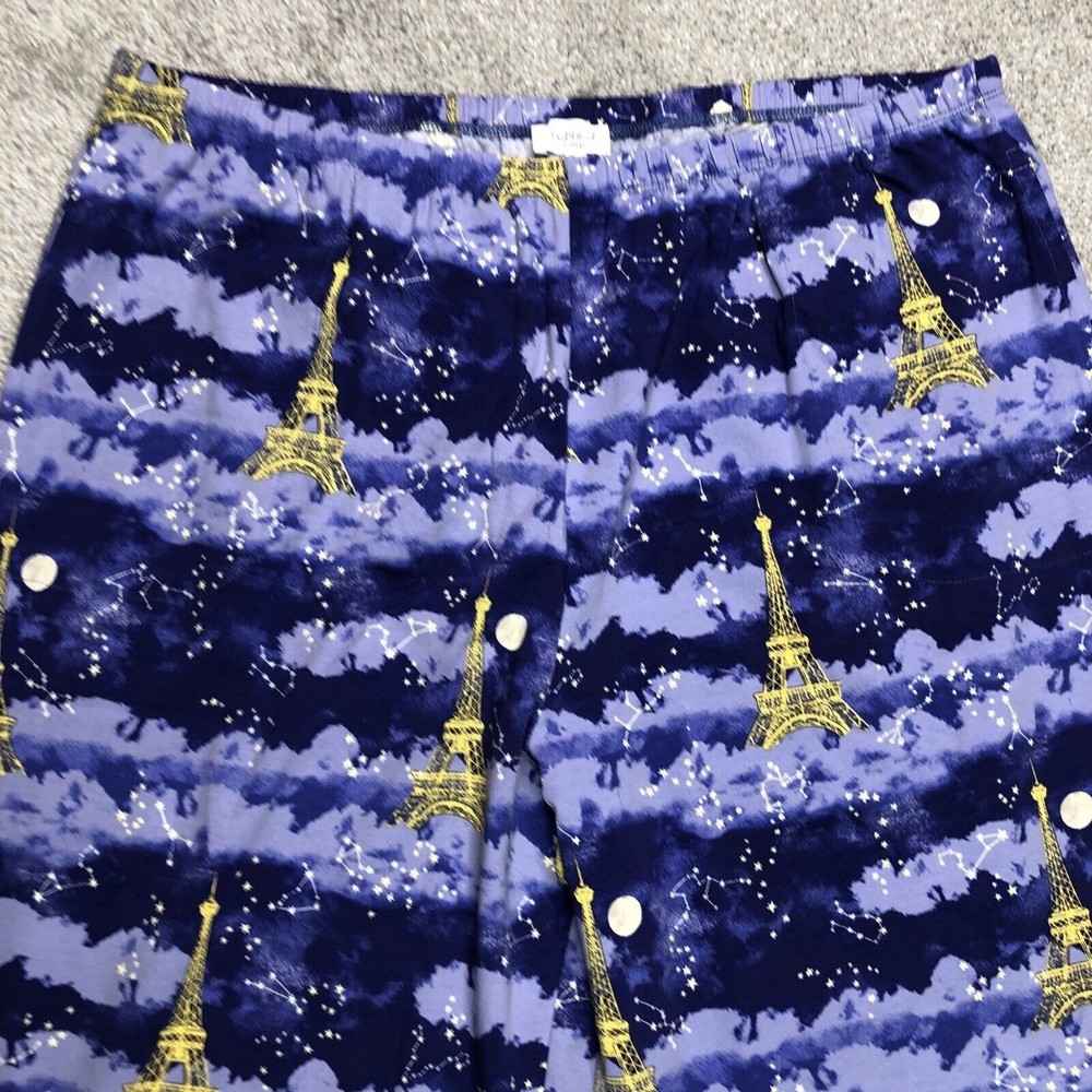 NWT BedHead Astral Eiffel Tower Paris Skies Purple Cotton/Stretch Pajama Set XL - Picture 11 of 12